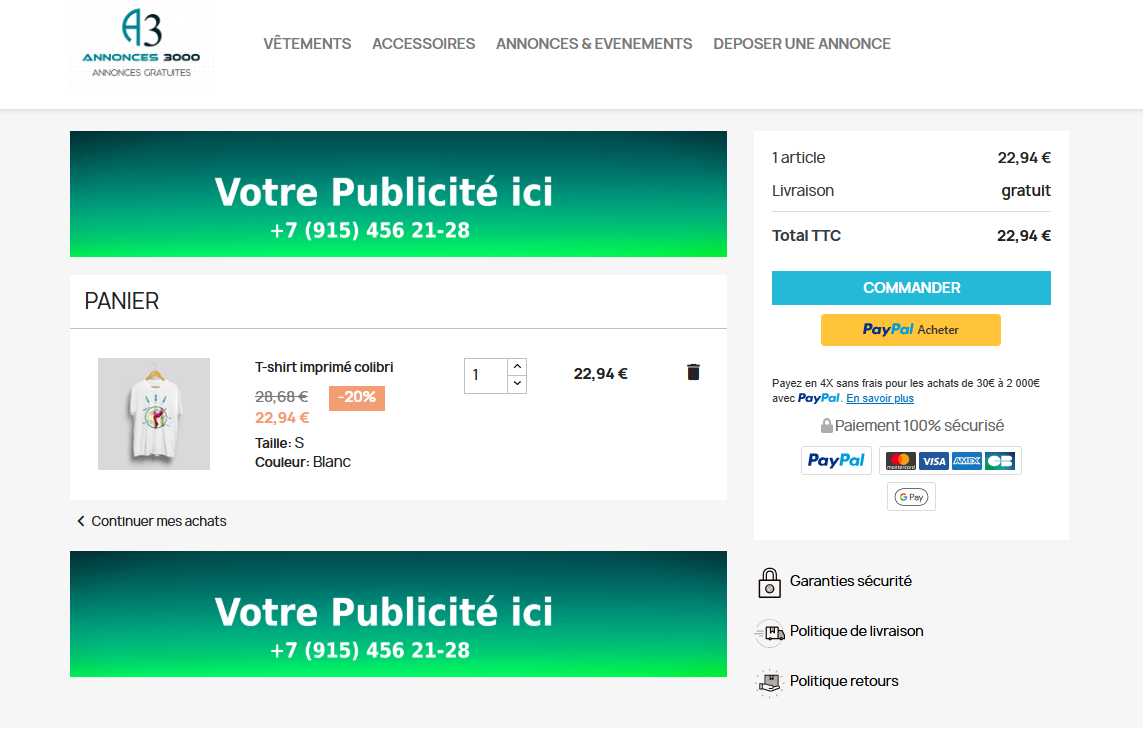 Publicité panier
